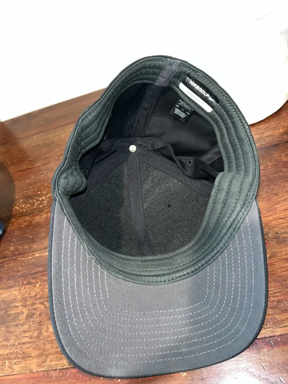 Nike Golf Black Stretch baseball golf cap hat S/M Rise Model big swoosh